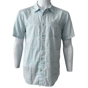 Patagonia Mens Shirt Size‎ Medium Rugby Dobby Organic Cotton Atoll Blue